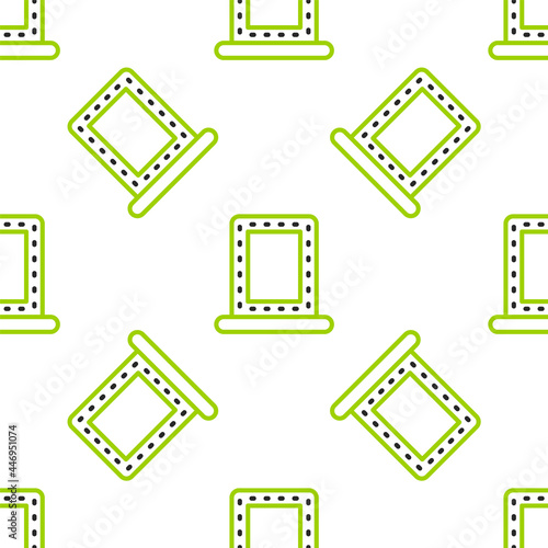 Line Makeup mirror with lights icon isolated seamless pattern on white background. Vector