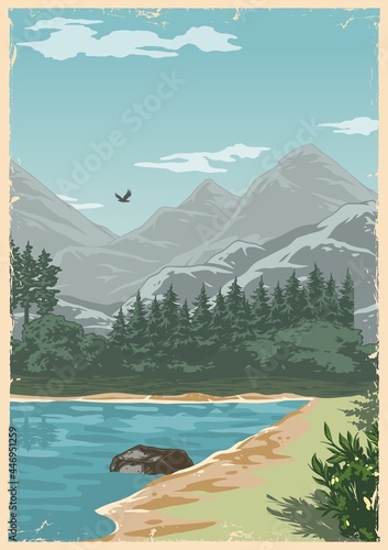 Summer nature landscape colorful template