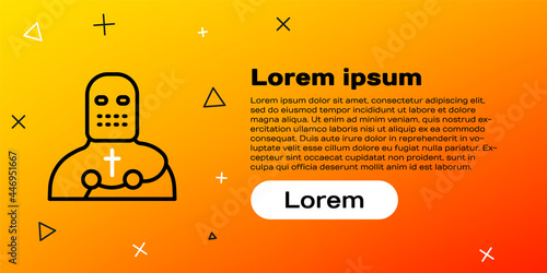 Line Knight crusader icon isolated on yellow background. Colorful outline concept. Vector