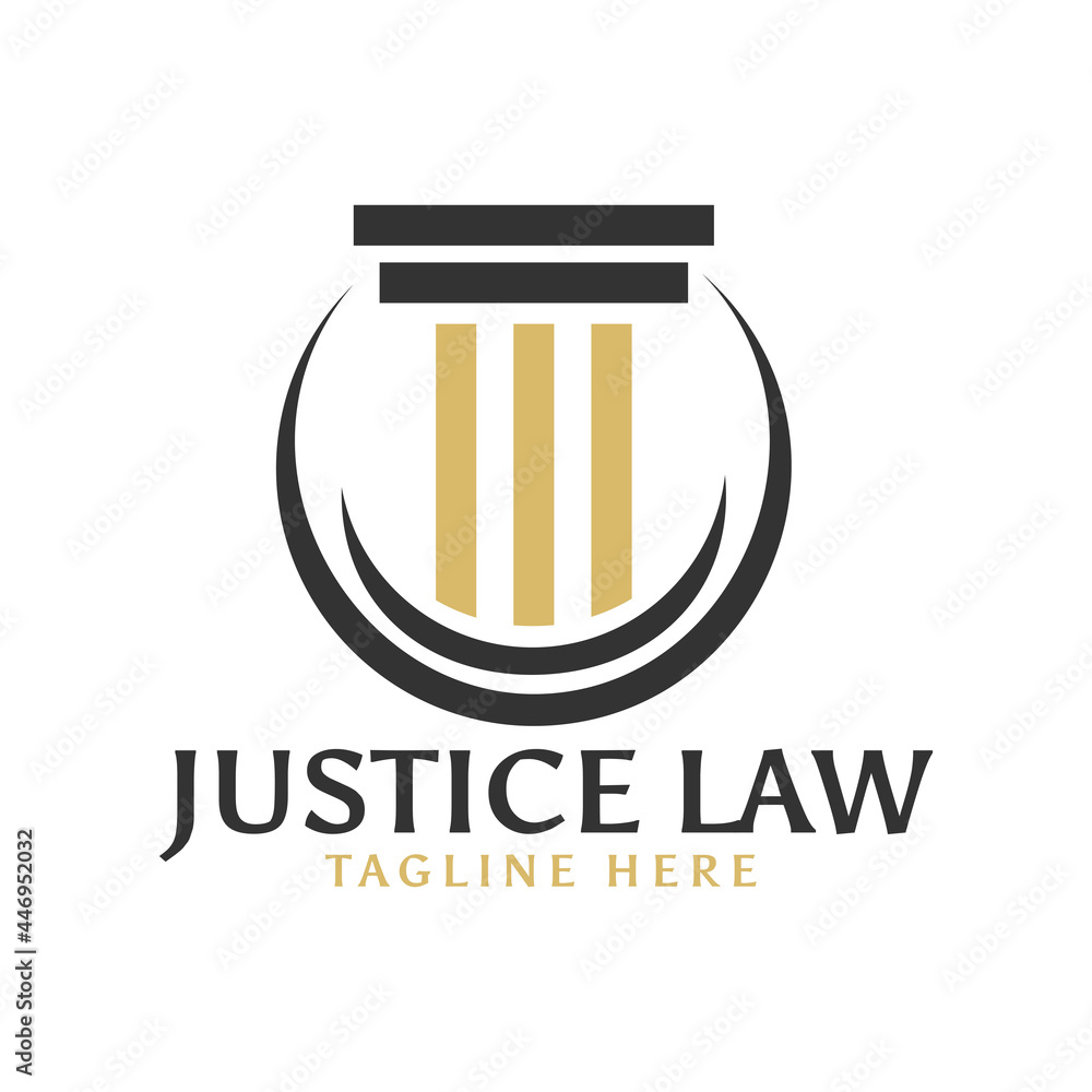 Pillar justice attorney law logo design concept template Pillar justice attorney law logo design concept template