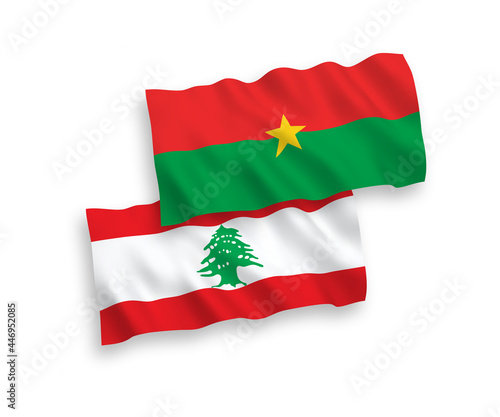 Free Download National vector fabric wave flags of Burkina Faso and Lebanon isolated on white background. 1 to 2 proportion. - GFXLoad