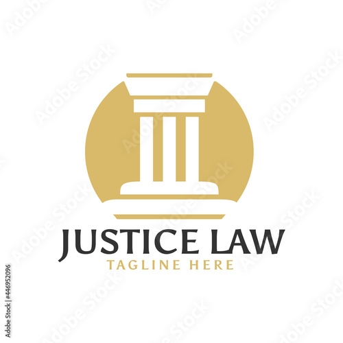 Pillar justice attorney law logo design concept template