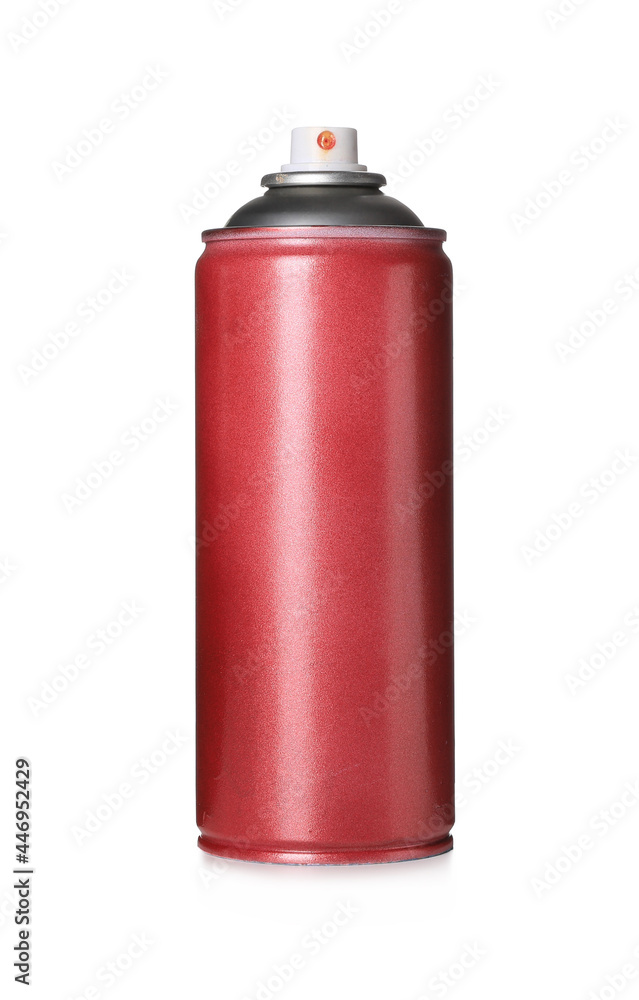 Fototapeta premium Can of red spray paint isolated on white. Graffiti supply