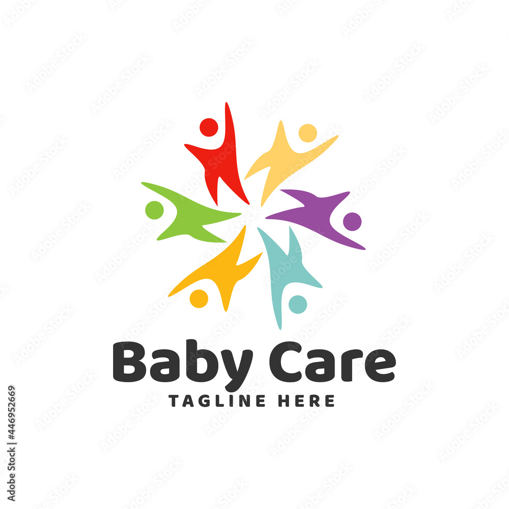 Colorful Baby care circle community logo design template inspiration