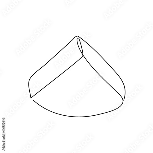 Swiss cheese continuous line drawing. One line art of dairy produce, milk products, food, hard cheese, piece.