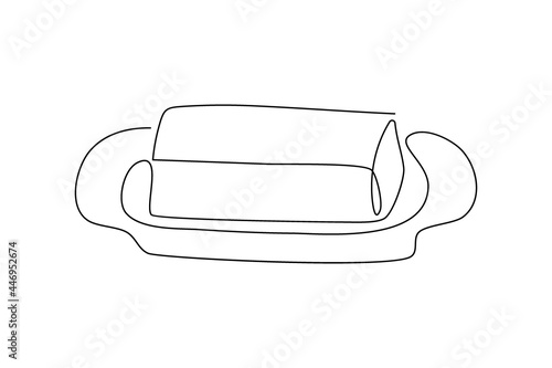 Butter continuous line drawing. One line art of dairy produce, milk products, food.