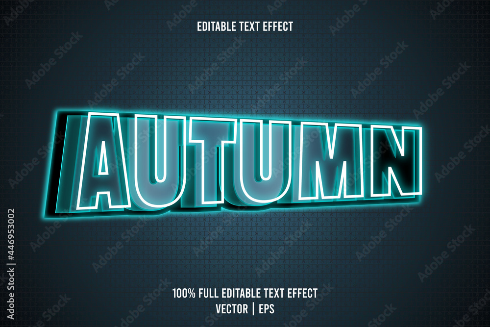 Obraz premium Autumn editable text effect 3 dimension emboss neon style