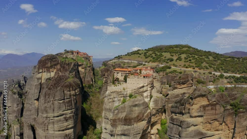 Aerial, Meteora Monasteries, Greece Aerial, Meteora Monasteries, Greece