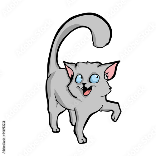 Cat Cute cartoon illustration on white background Vector illustration.