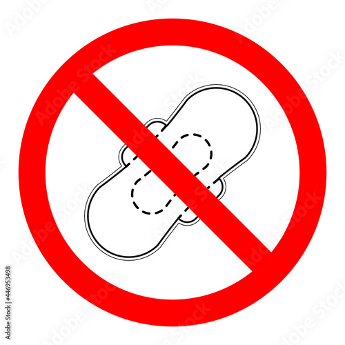 Hygienic pad black icon with red forbidden sign