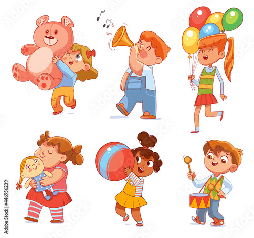 Children playing with toys and musical instruments