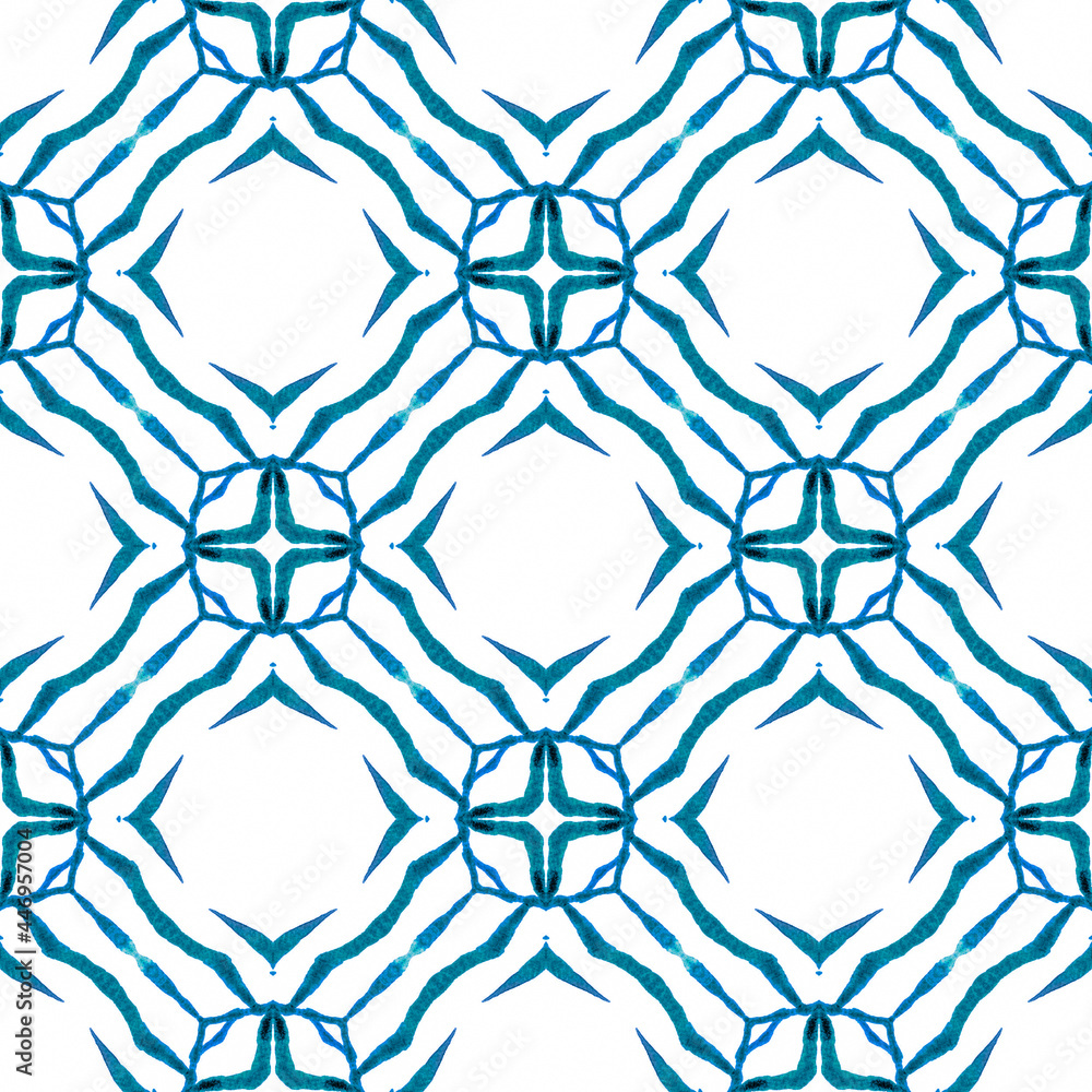 Summer exotic seamless border. Blue amazing boho Summer exotic seamless border. Blue amazing boho