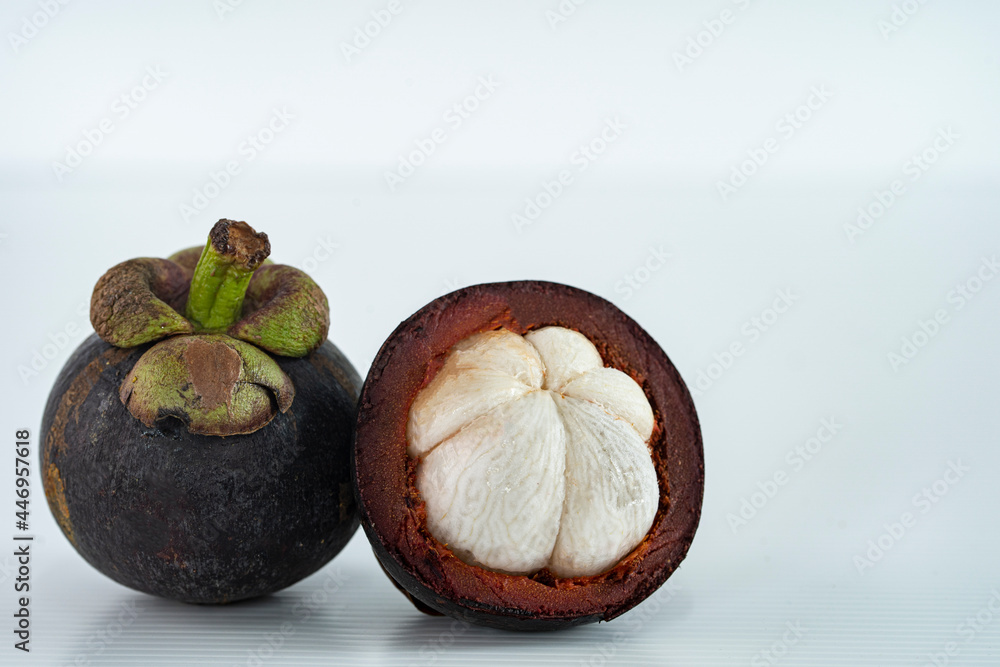 Ripe mangosteen or locally known as manggis, a famous fruit in Malaysia