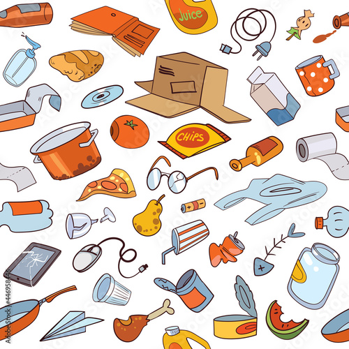 Garbage. Trash. Seamless pattern. Vector illustration