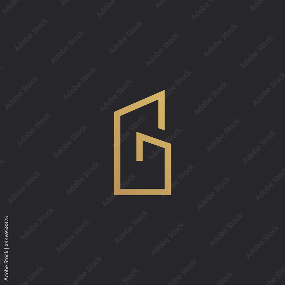 Letter G gold building logo design template. Letter G gold building logo design template.