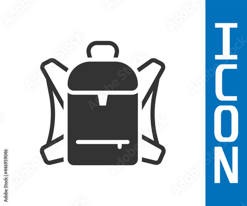 Grey Hiking backpack icon isolated on white background. Camping and mountain exploring backpack. Vector
