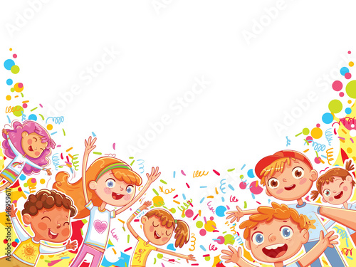 Children are having fun at the holiday. Ready template for your design