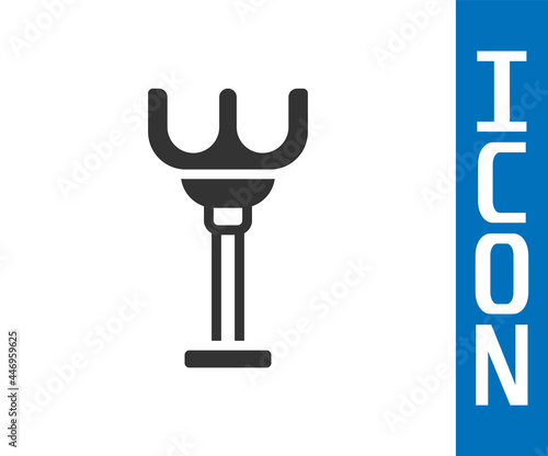 Grey Rake toy icon isolated on white background. Children toy for beach games. Vector