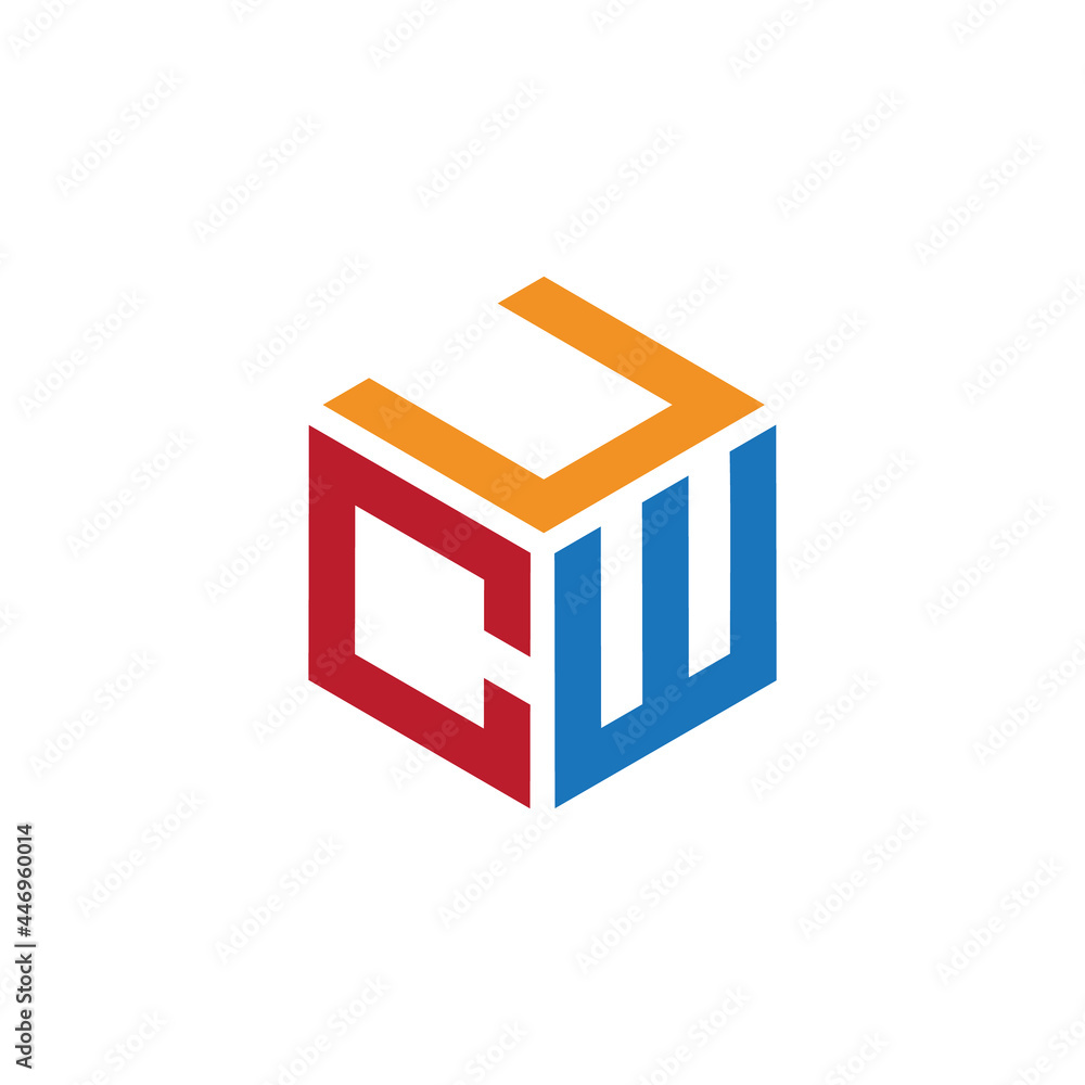 Hexagon logo with the letters UCW design Hexagon logo with the letters UCW design