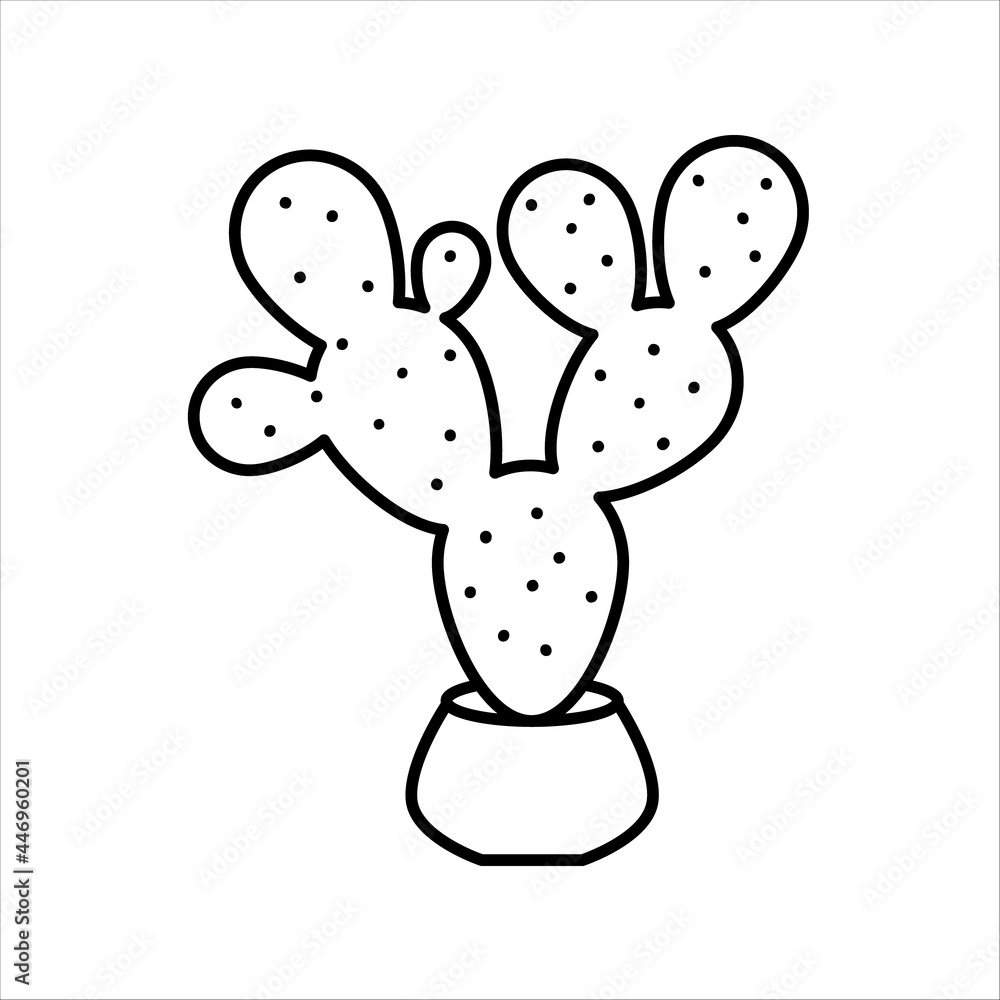 Cactus doodle black and white icon vector illustration. Exotic plant. Cactus doodle black and white icon vector illustration. Exotic plant.