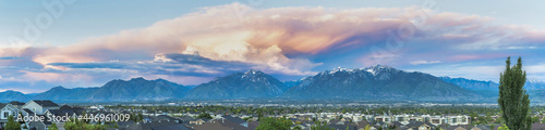 Panoramic shot of majestic Wasatch mountain range in Utah, the USA photo