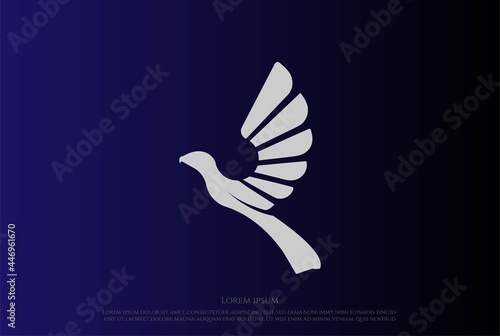 Simple Geometric Flying Bird Eagle Hawk Phoenix Logo Design Vector