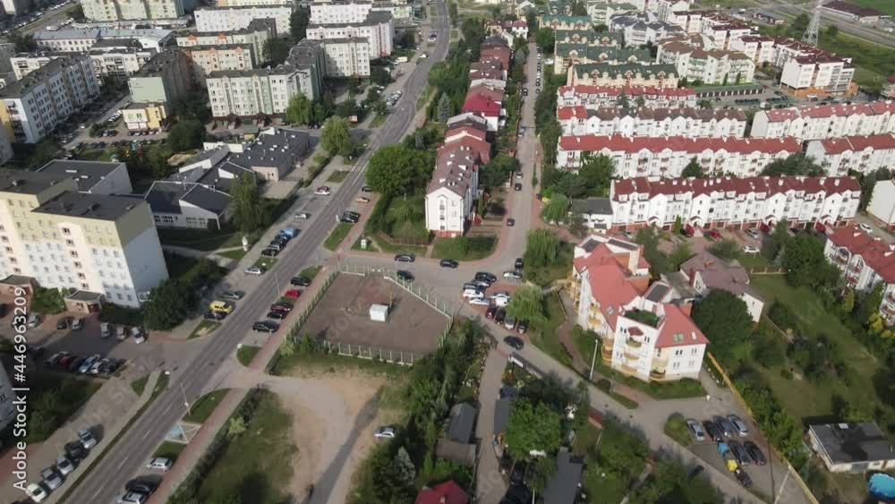 The urban landscape of Bialystok with a bird's-eye view of the church and the traffic. The urban landscape of Bialystok with a bird's-eye view of the church and the traffic.