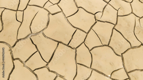 Cracked and dry clay soil due to lack of rain, Rio Po, Italy