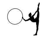 gymnast with hoop silhouette vector illustration