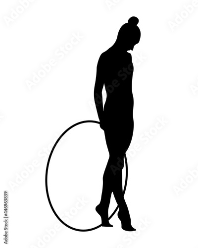 gymnast with hoop silhouette sport vector illustration