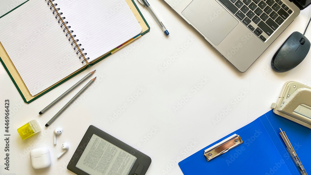 Layout on the topic of education or work on a white background Layout on the topic of education or work on a white background