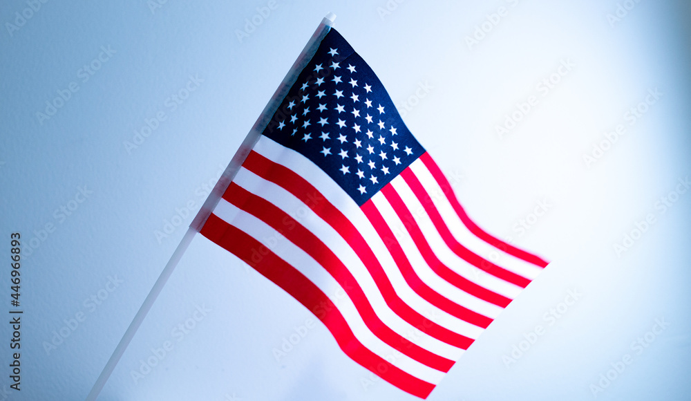 Fototapeta premium American flag waving in wind