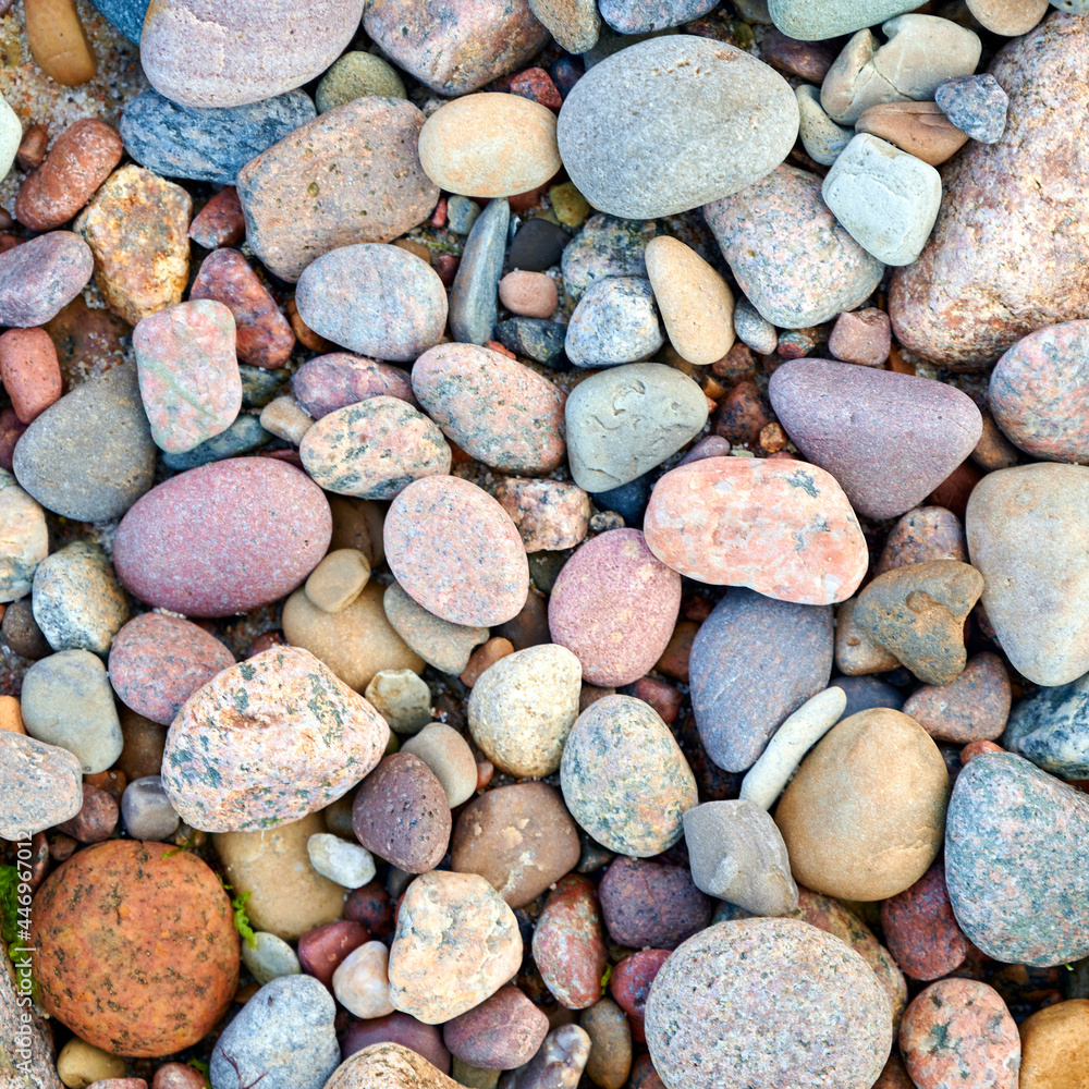 Bunte Kieselsteine an einem dänischen Strand Bunte Kieselsteine an einem dänischen Strand