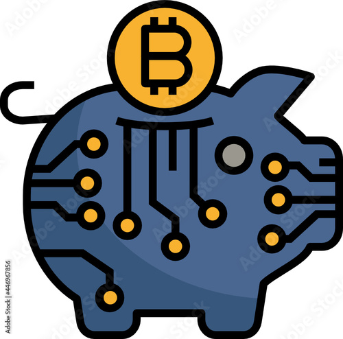 Saving bitcoin icon. Bitcoin concept icon style