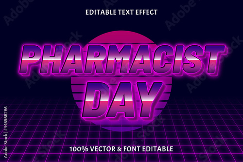 Pharmacist day editable text effect retro style