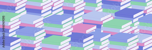 積み上げた本の背景イラスト_積読_3:1