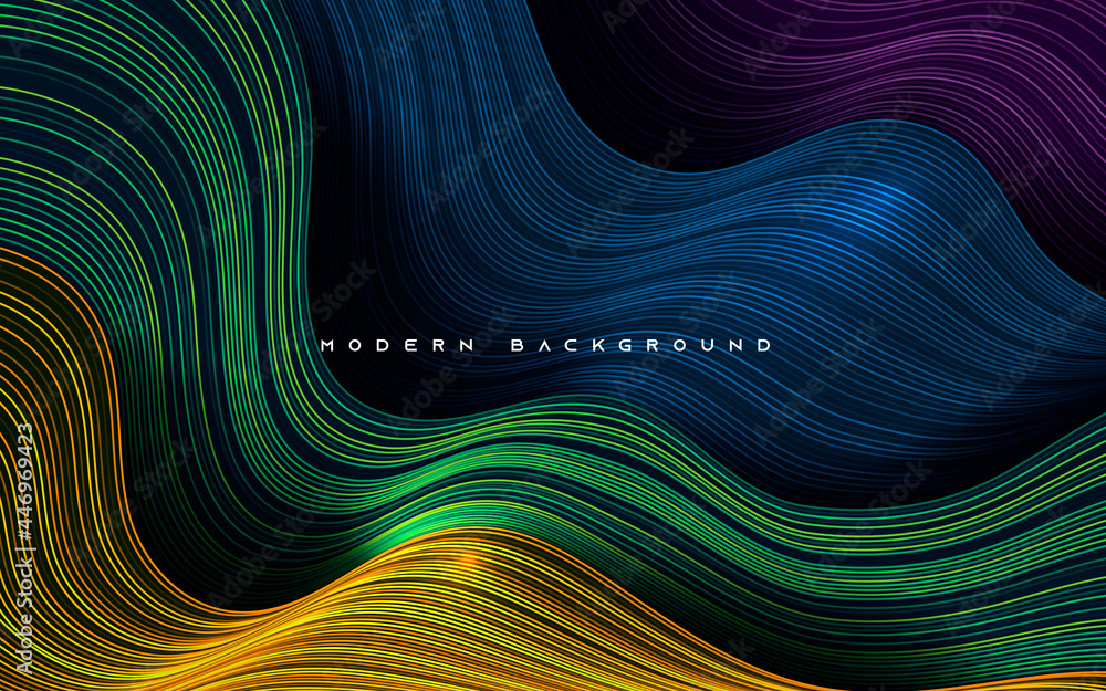 Colorful dynamic dimension layers wavy line background