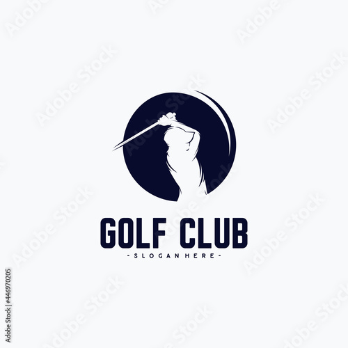 Golf player logo design template