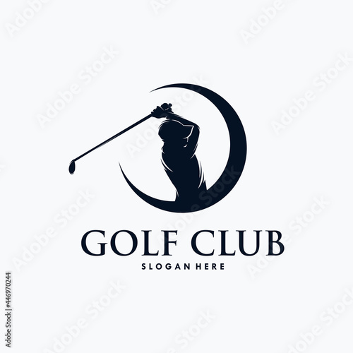 Golf player logo design template