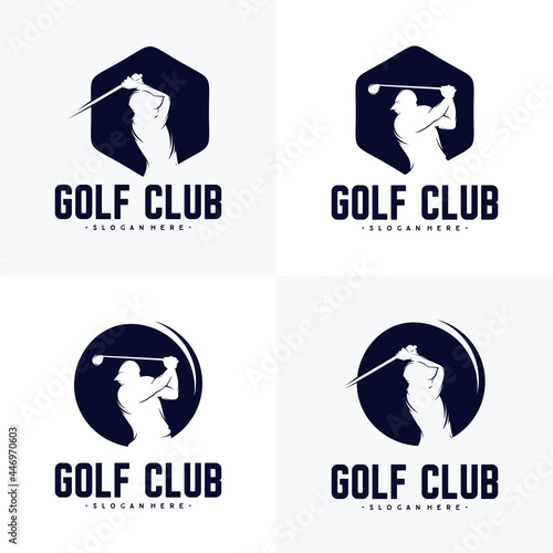Set of Golf player logo design template