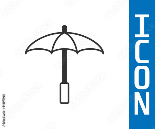 Grey Sun protective umbrella for beach icon isolated on white background. Large parasol for outdoor space. Beach umbrella. Vector