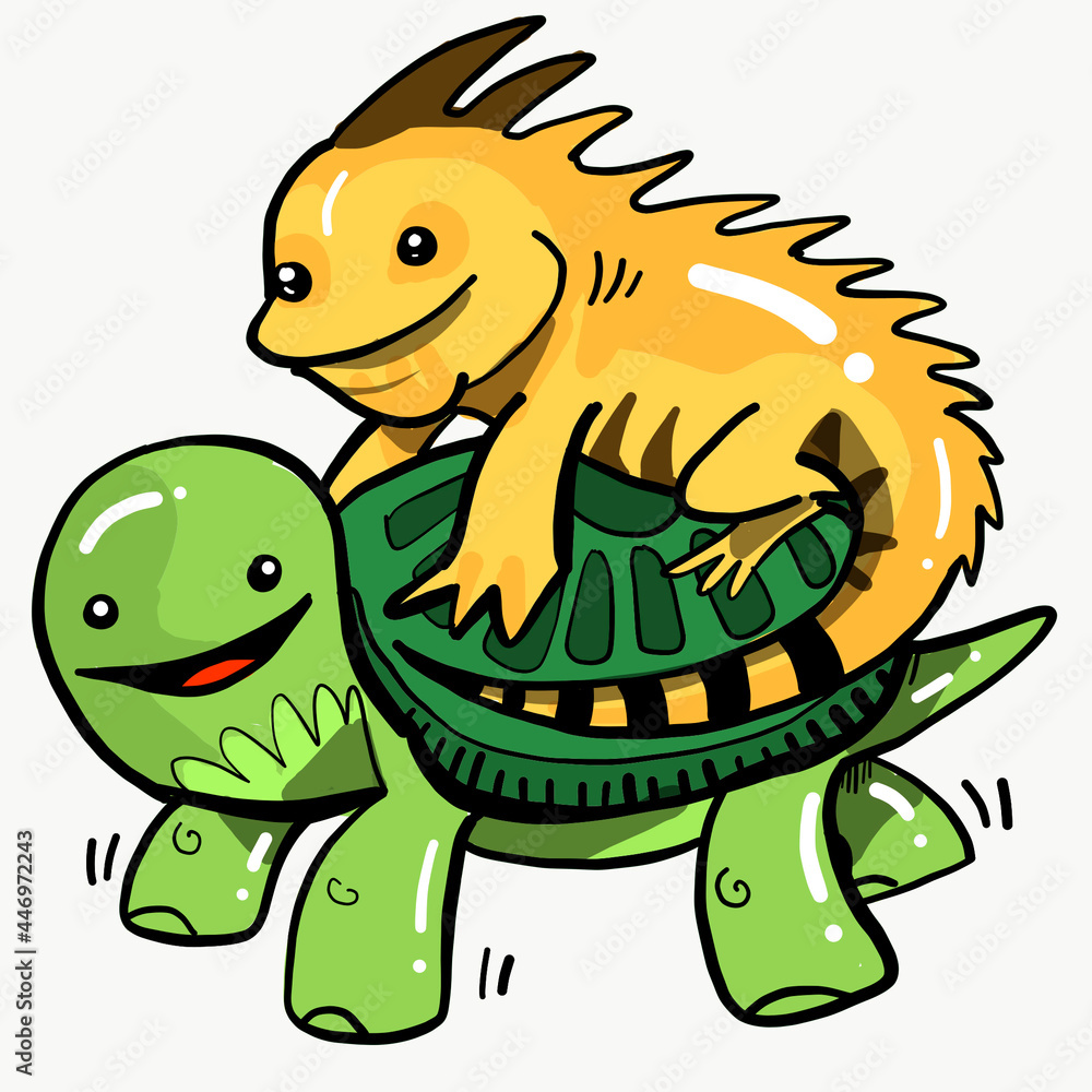 Fototapeta premium turtle and iguana