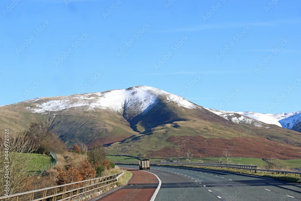 Mountains of Cumbria and M5 motorway