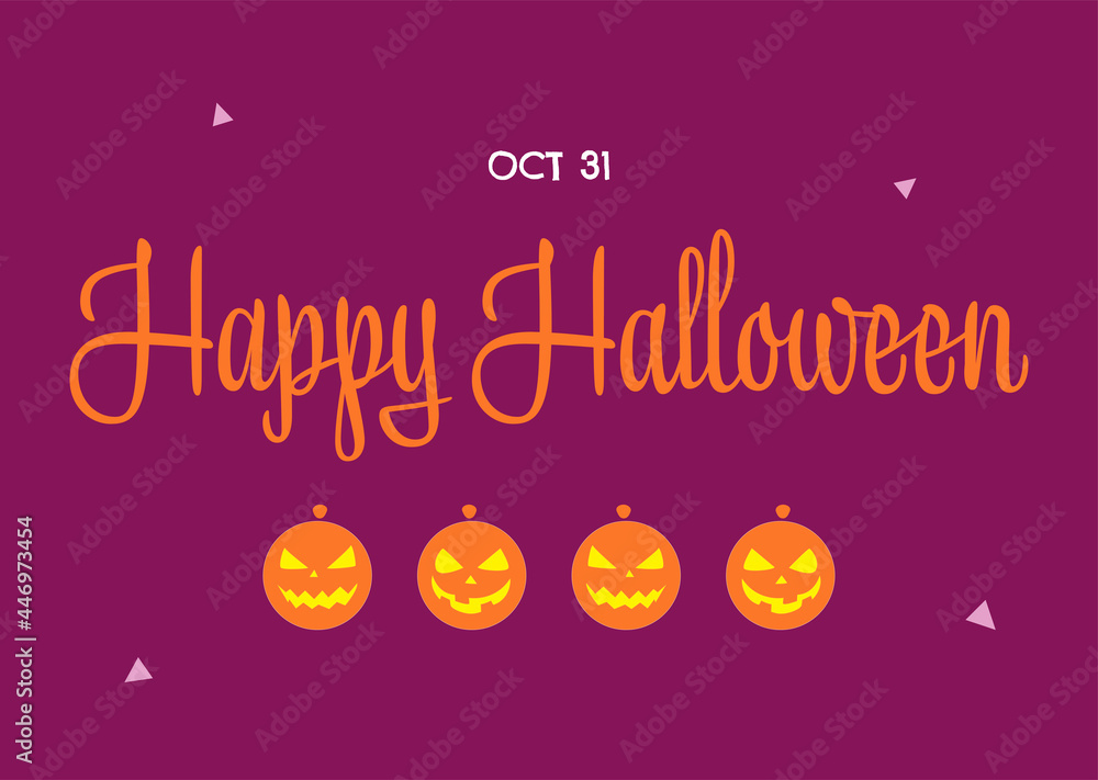 Happy Halloween Greeting Card Template. Jack O Lantern Faces Vector Illustration Template.