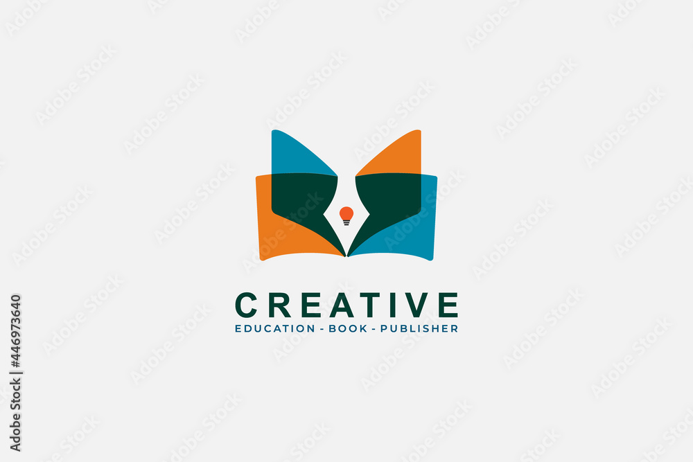 book logo with silhouette of pen , creative education logo design concept vector logo illustration template book logo with silhouette of pen , creative education logo design concept vector logo illustration template