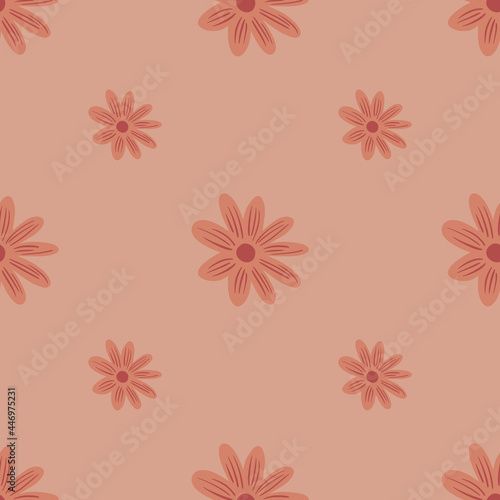 Wallpaper Mural Minimalistic style seamless pattern with doodle flowers daisy print. Pale pink colors. Modern ornament. Torontodigital.ca