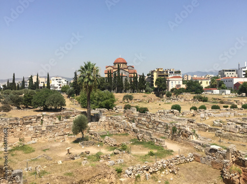 Ruins of the Themistoclean Wall at the Kerameikos in Athens, Greece named after the 5th-century-BC Athenian statesman and general Themistocles. photo