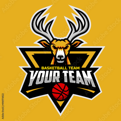 Deer mascot for a basketball team logo. Vector illustration. Great for team or school mascot or t-shirts and others.
