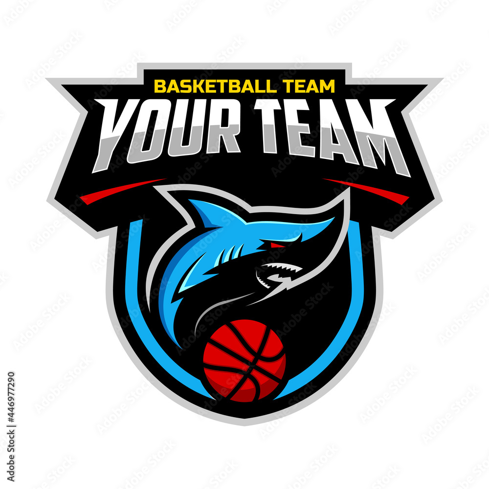 Shark mascot for a basketball team logo. Vector illustration. Great for team or school mascot or t-shirts and others.