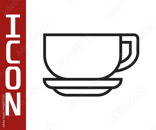 Black line Coffee cup icon isolated on white background. Tea cup. Hot drink coffee. Vector
